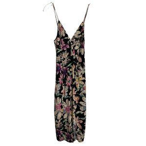 Urban Outfitters Black Floral Maxi Dress with Side Split Size XS Y2K Cruise Boho